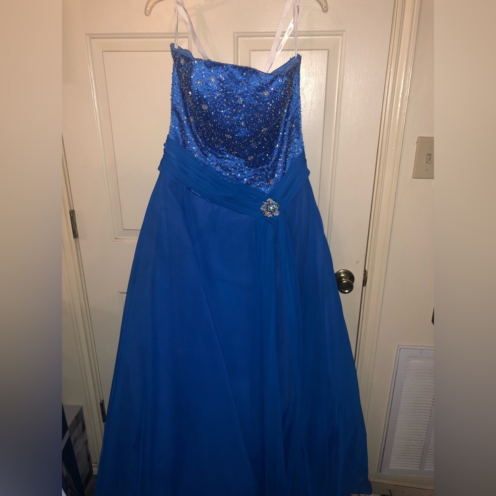 Luxe blue sequin prom gown